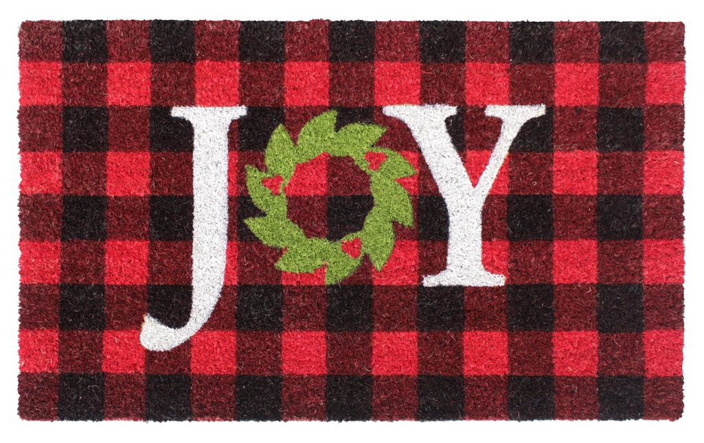 Multi Tufted Joy On Plaids Doormat