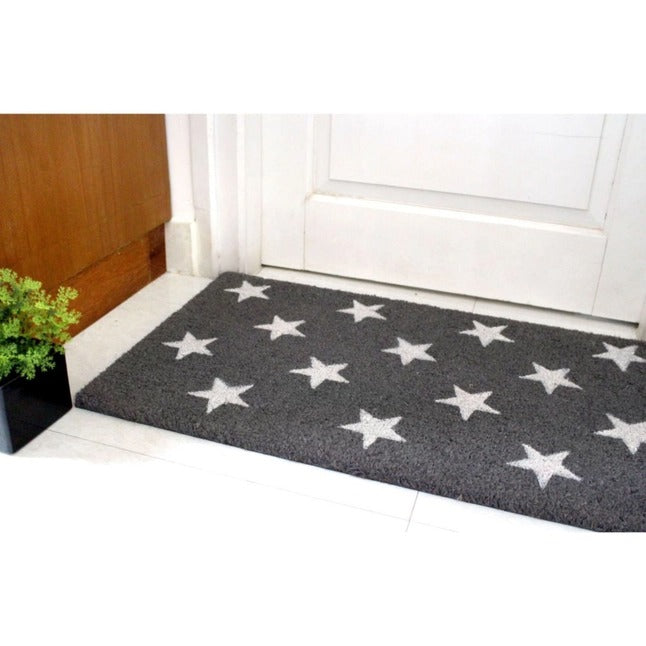 Gray Machine Tufted Stars Coir Doormat