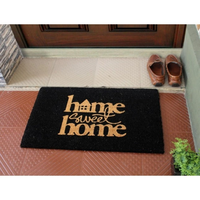 Black Home Sweet Home House Coir Doormat