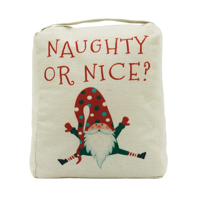 Naughty or Nice Santa Fabric Christmas Door Stopper