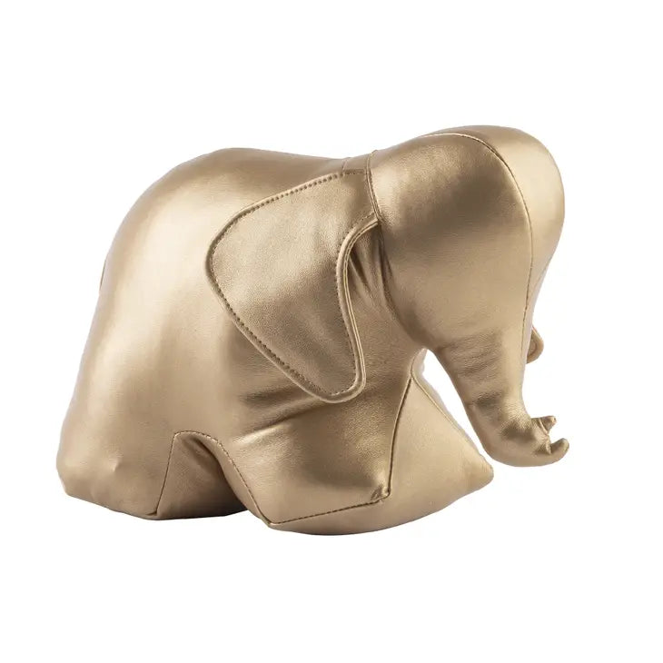 Metallic Gold Elephant Door Stop/Bookend Faux Leather