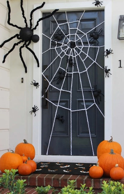 White Pumpkin Faces Doormat
