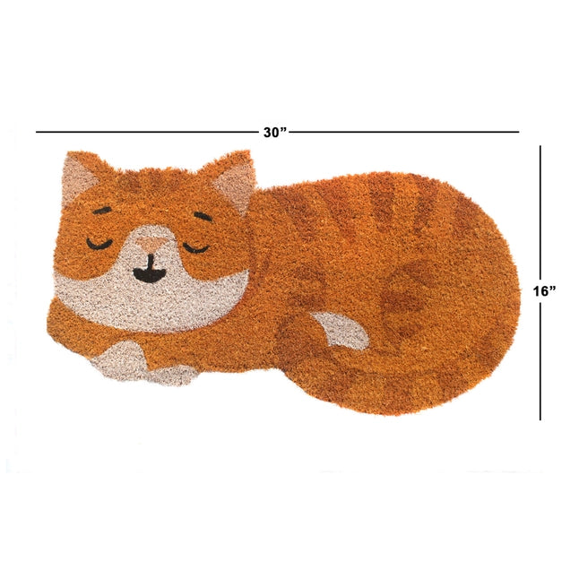 Orange Sleeping Cat Shaped Doormat