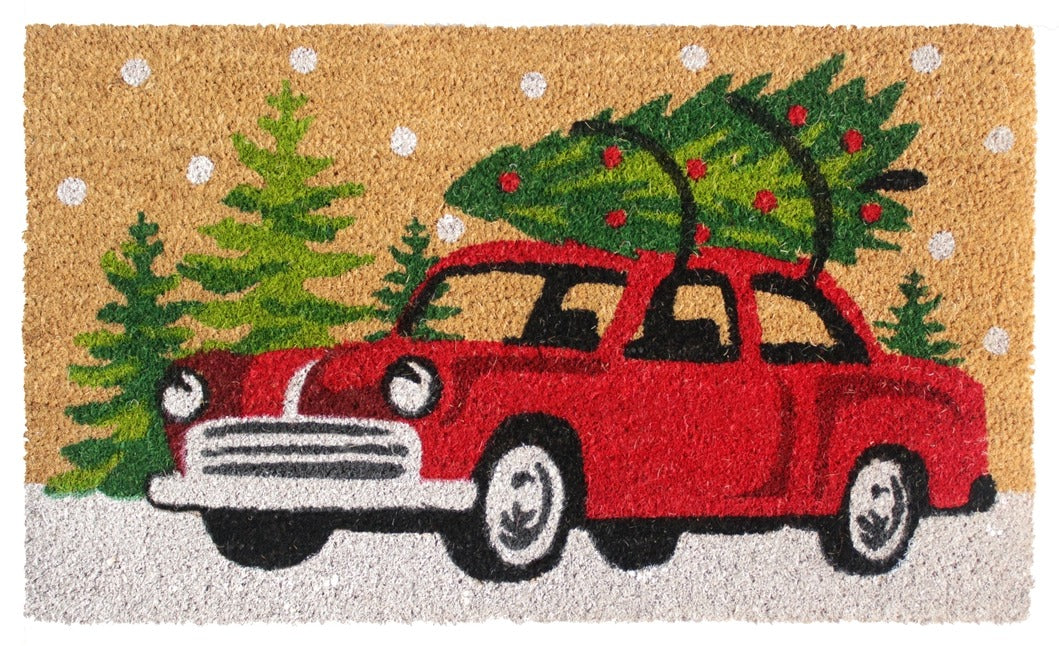 Green Christmas Car Doormat