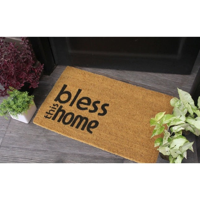 Black Bless This Home Doormat