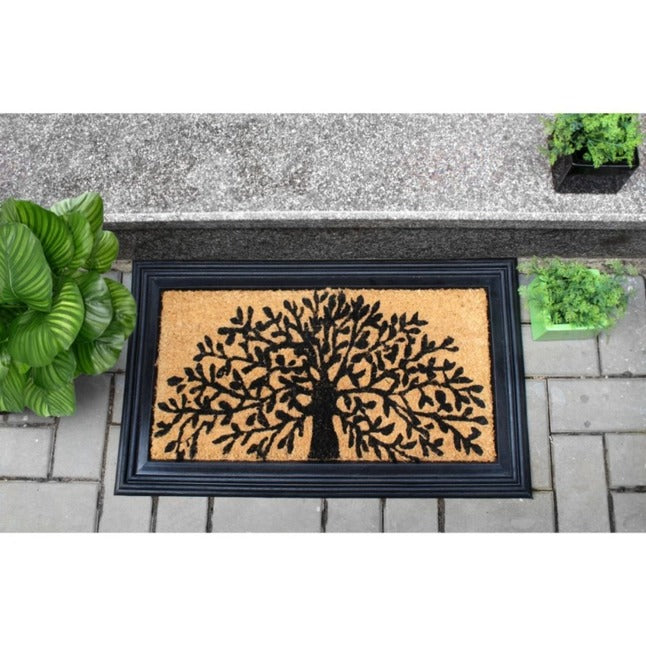 Moulded Tree Design Rubber Coir Doormat
