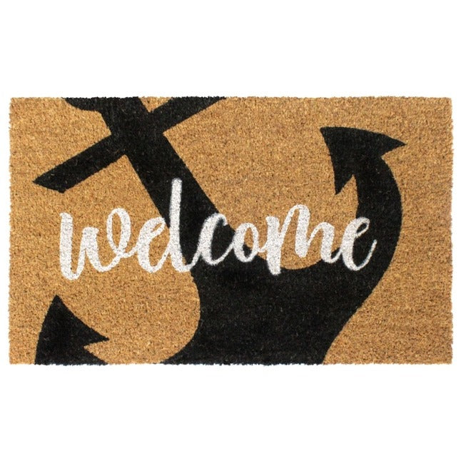 White Welcome Anchor Doormat
