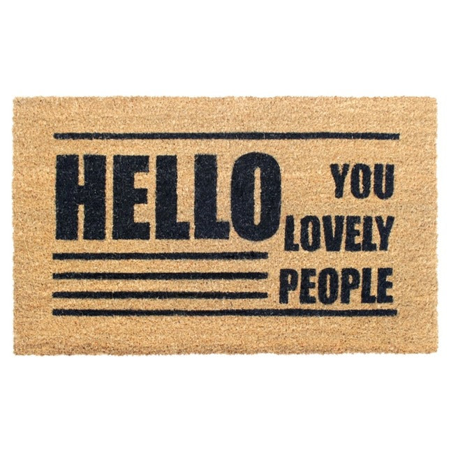 Black Hello, You Lovely People Doormat