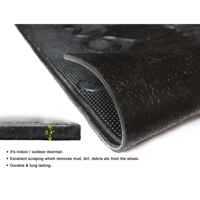 Blk Moulded Kitty Welcome Rubber Doormat