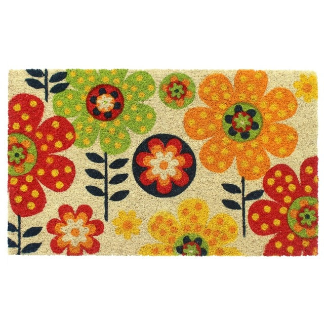 Bleach Tufted Folk Flowers Coir Doormat