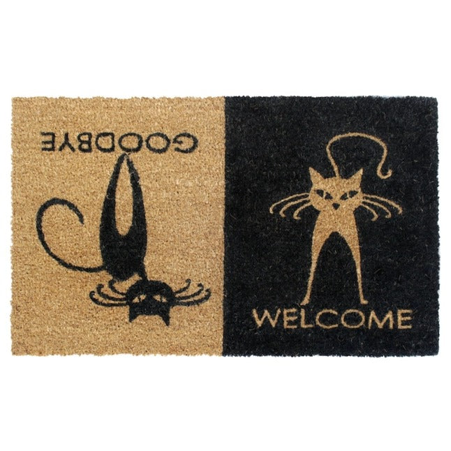 Black Welcome, Good Bye Cats Doormat