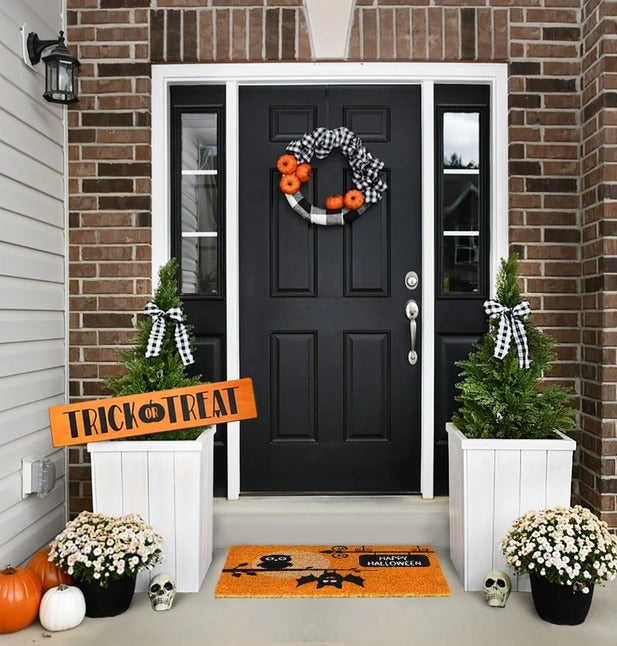 Black Happy Halloween Owls Doormat
