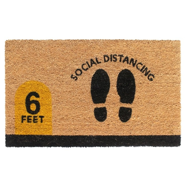 Black Social Distancing Doormat