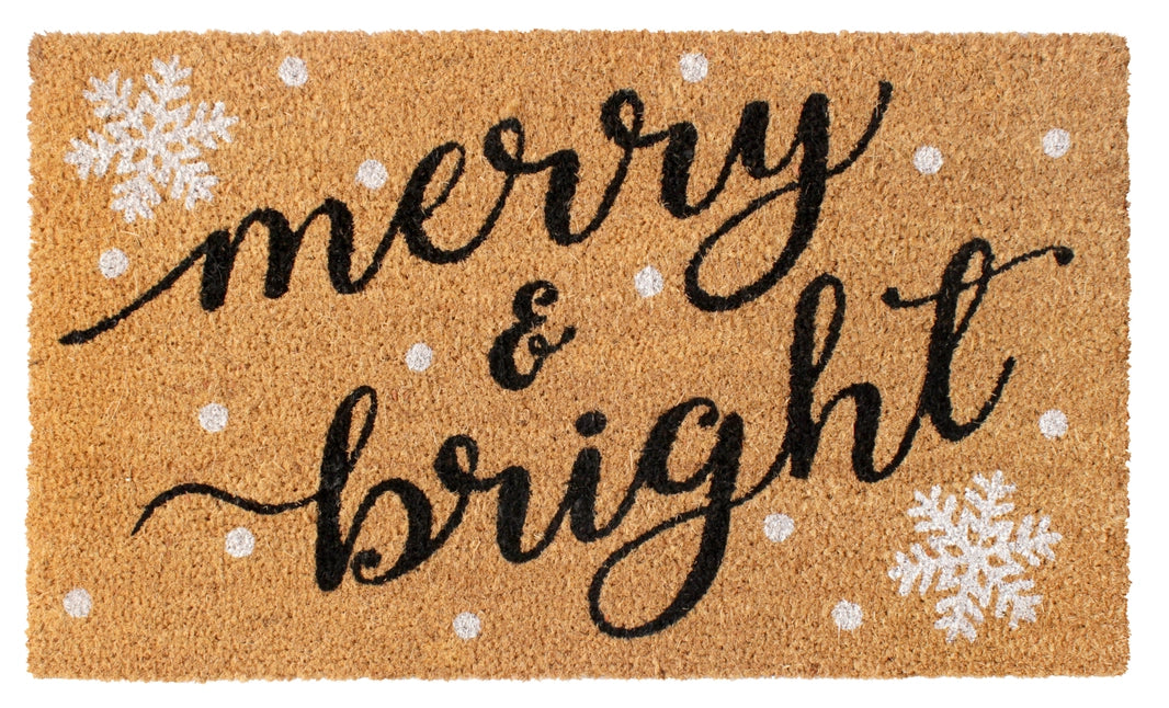 Black Merry & Bright Doormat