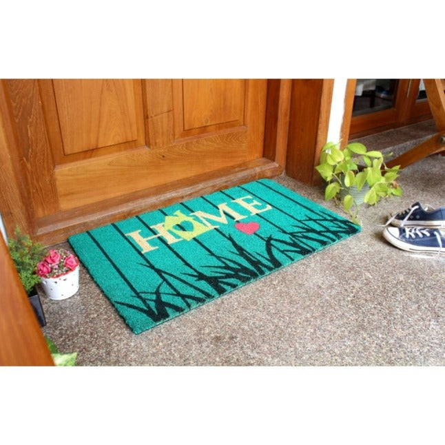 Ice Green Bird House Home Coir Doormat