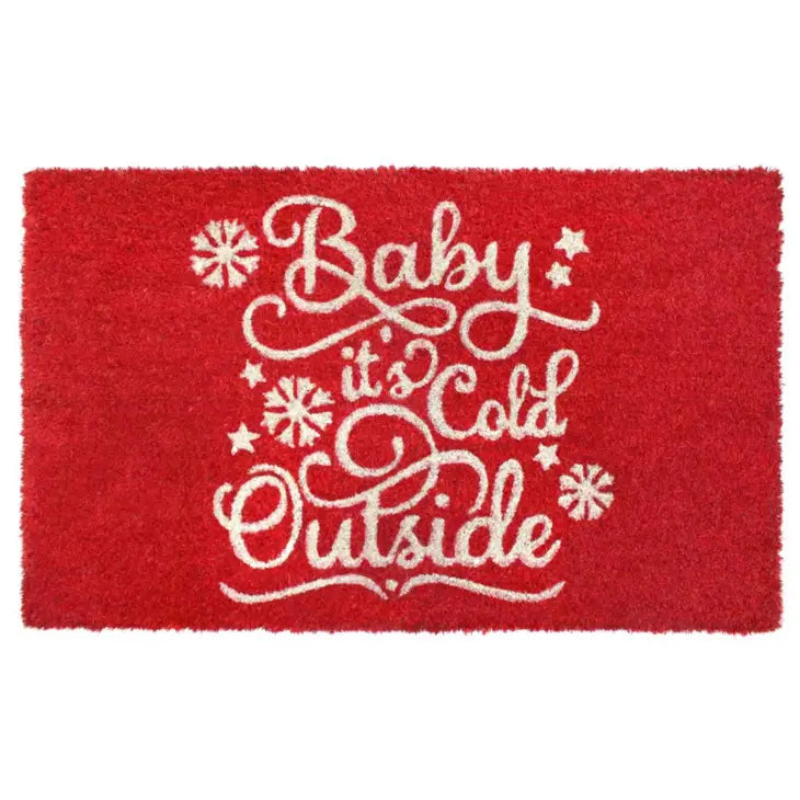 Red Baby It's Cold Outside Coir Doormat
