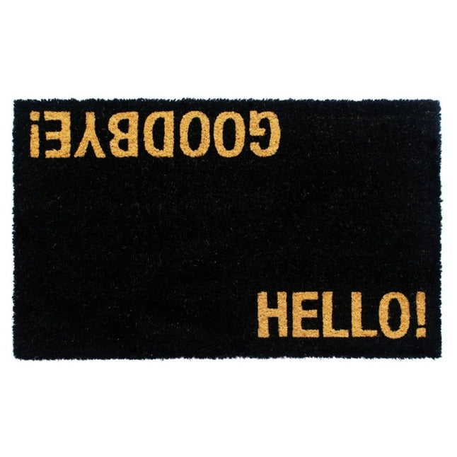 Black Hello/Goodbye Coir Doormat