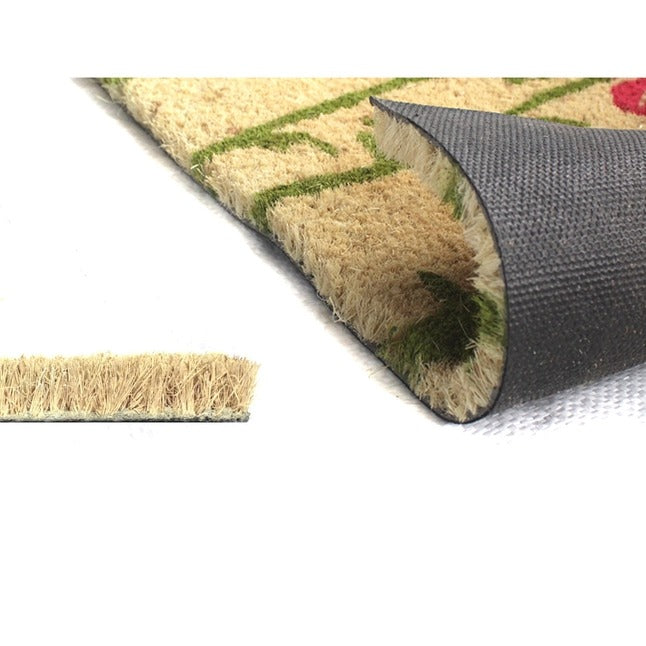 Welcome Pink Flowers Doormat