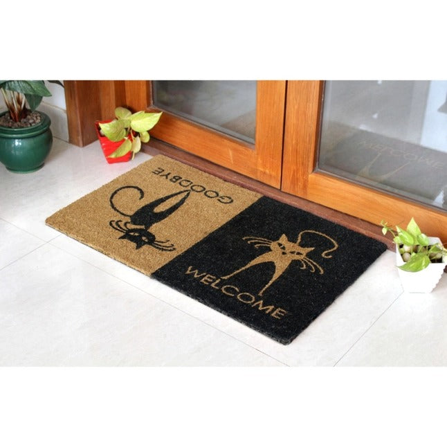 Black Welcome, Good Bye Cats Doormat