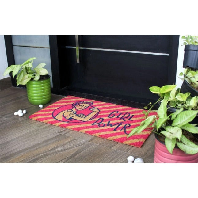 Red Girl Power Coir Doormat
