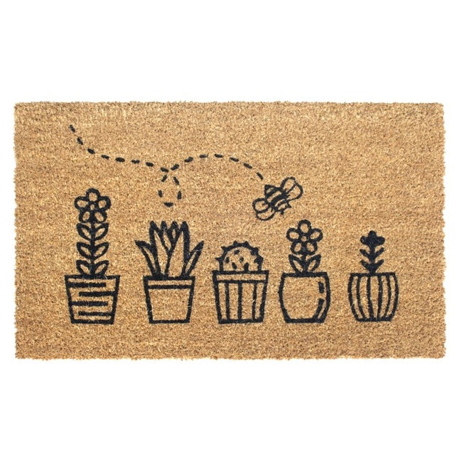 Black Machine Tufted Topiary Doormat