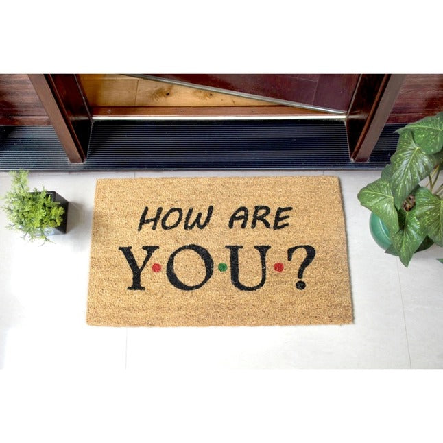 Black How Are You? Doormat
