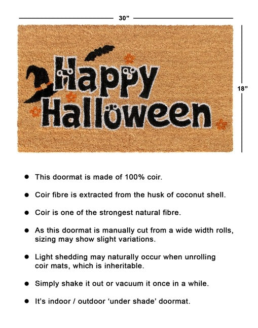 Black Happy Halloween Hat Doormat