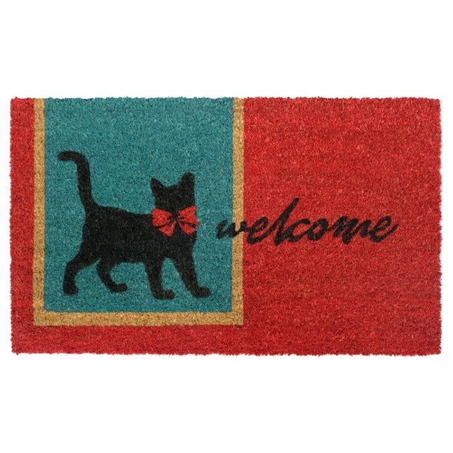 Red Machine Tufted Welcome Cat Doormat
