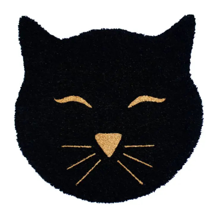 Black Cat Head Coir Doormat