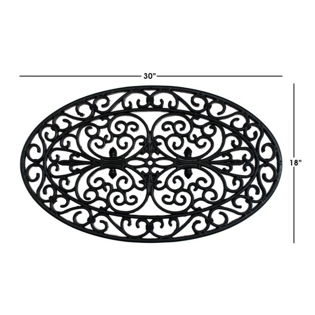 Blk Moulded Oval Trellis Rubber Doormat