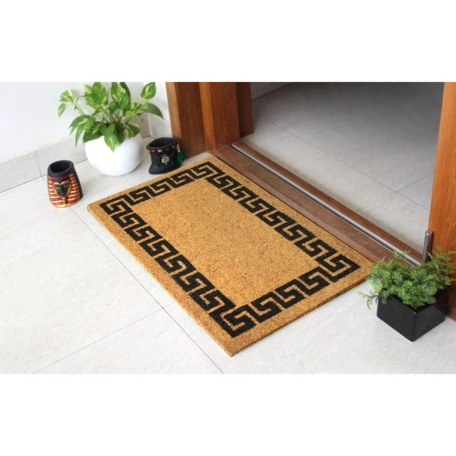 Black Greekey Bordered Doormat