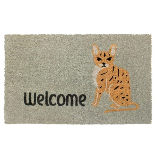 Light Gray Cheetah Cat Coir Doormat