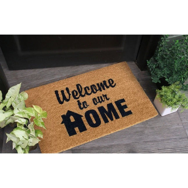 Black Welcome To Our Home Doormat