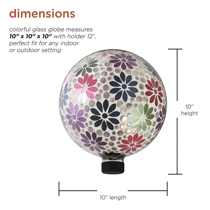 Alpine Corporation Mosaic Gazing Globe with Colorful Daisy
