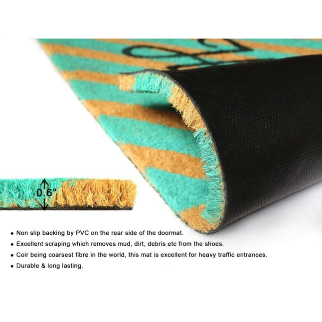 Green Ello Striped Coir Doormat