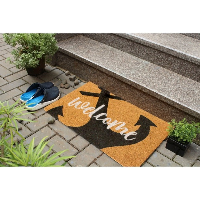 White Welcome Anchor Doormat