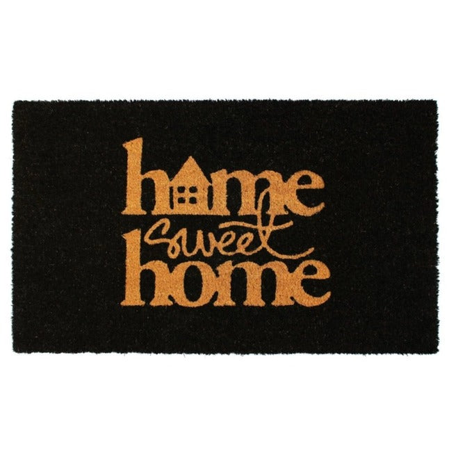 Black Home Sweet Home House Coir Doormat