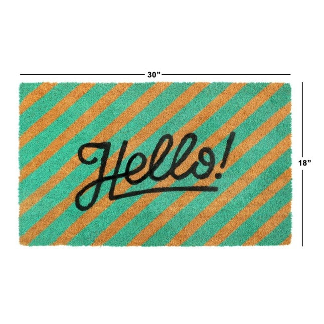 Green Ello Striped Coir Doormat