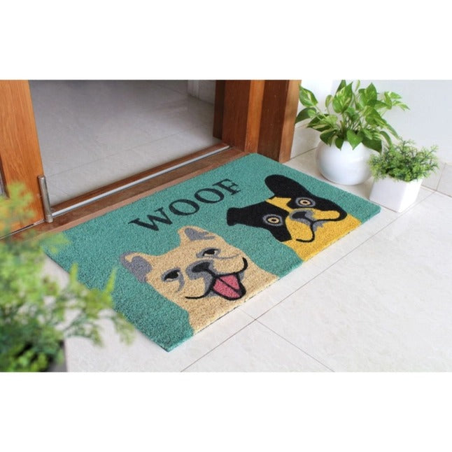 Gray Woof Dog Coir Doormat