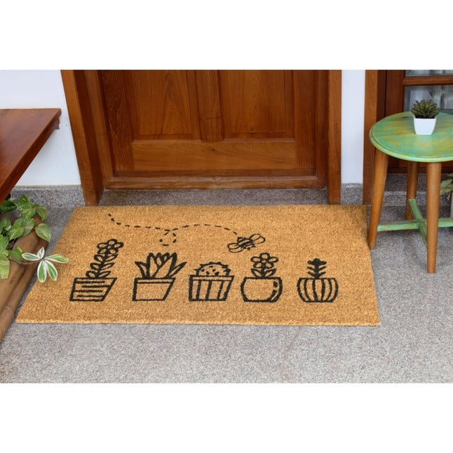 Black Machine Tufted Topiary Doormat