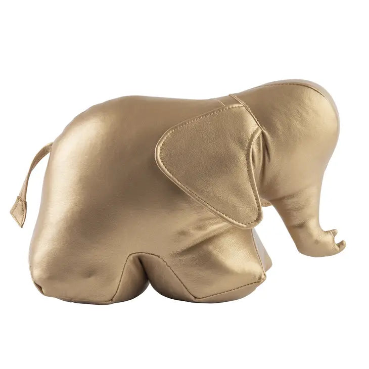 Metallic Gold Elephant Door Stop/Bookend Faux Leather