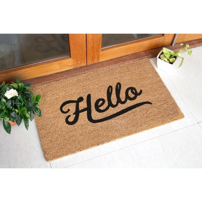 Black Simply Hello Doormat