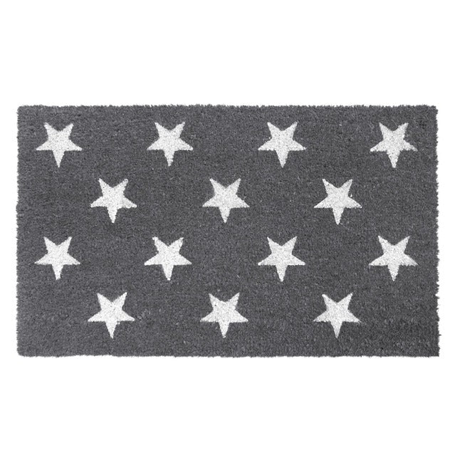 Gray Machine Tufted Stars Coir Doormat