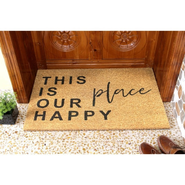 Black This Is Our Happy Place Doormat