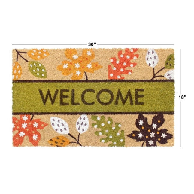 Red Autumn Leaves Coir Doormat