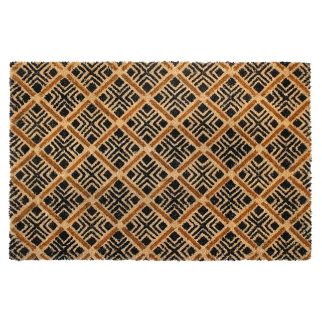 Natural Black Geo Diamond Coir Doormat