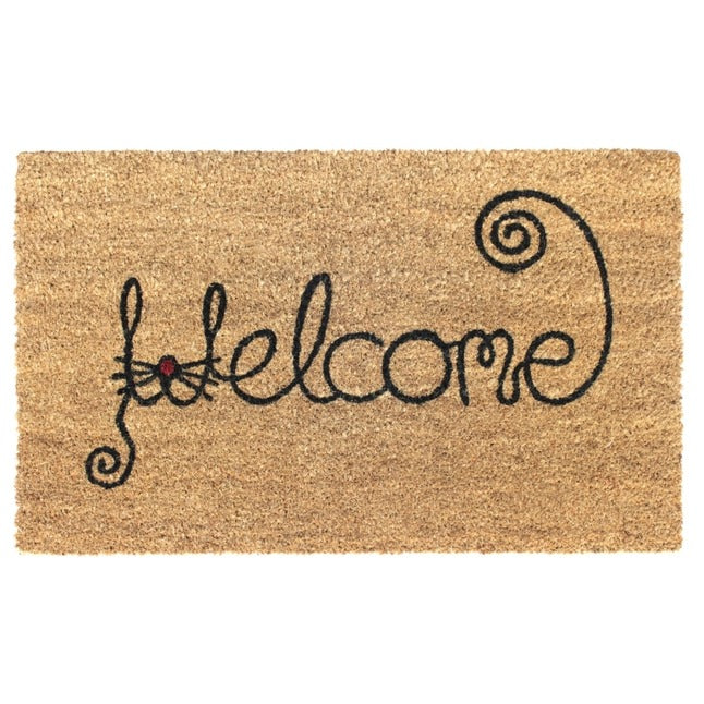 Black Welcome Cat Face Doormat