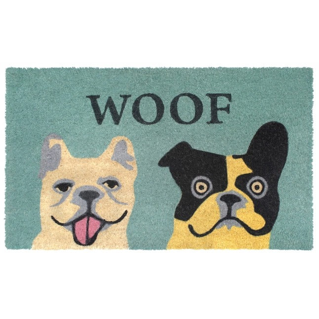 Gray Woof Dog Coir Doormat