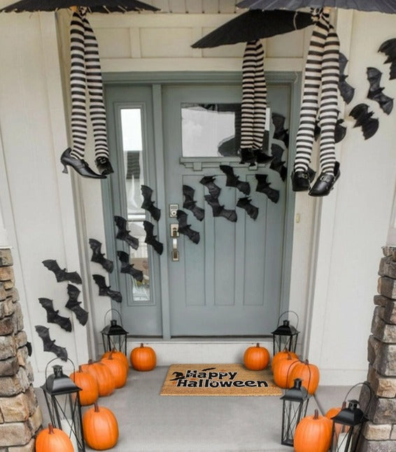 Black Happy Halloween Hat Doormat