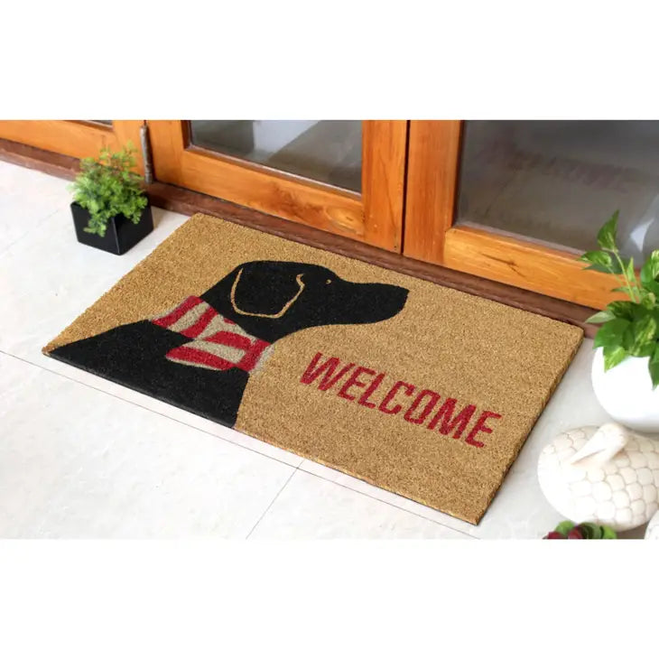 Red Machine Tufted Welcome Dog Doormat